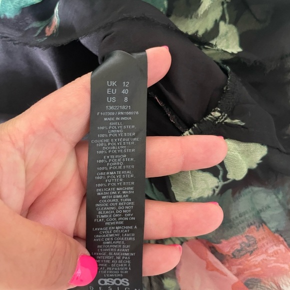 ASOS Strapless Black Floral Chiffon Mini Floral Dress - Picture 9 of 10